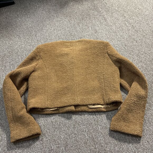 ASTR THE LABEL Camel Cropped Jacket Women's Size XL Brown - Wool Blend - Picture 8 of 8